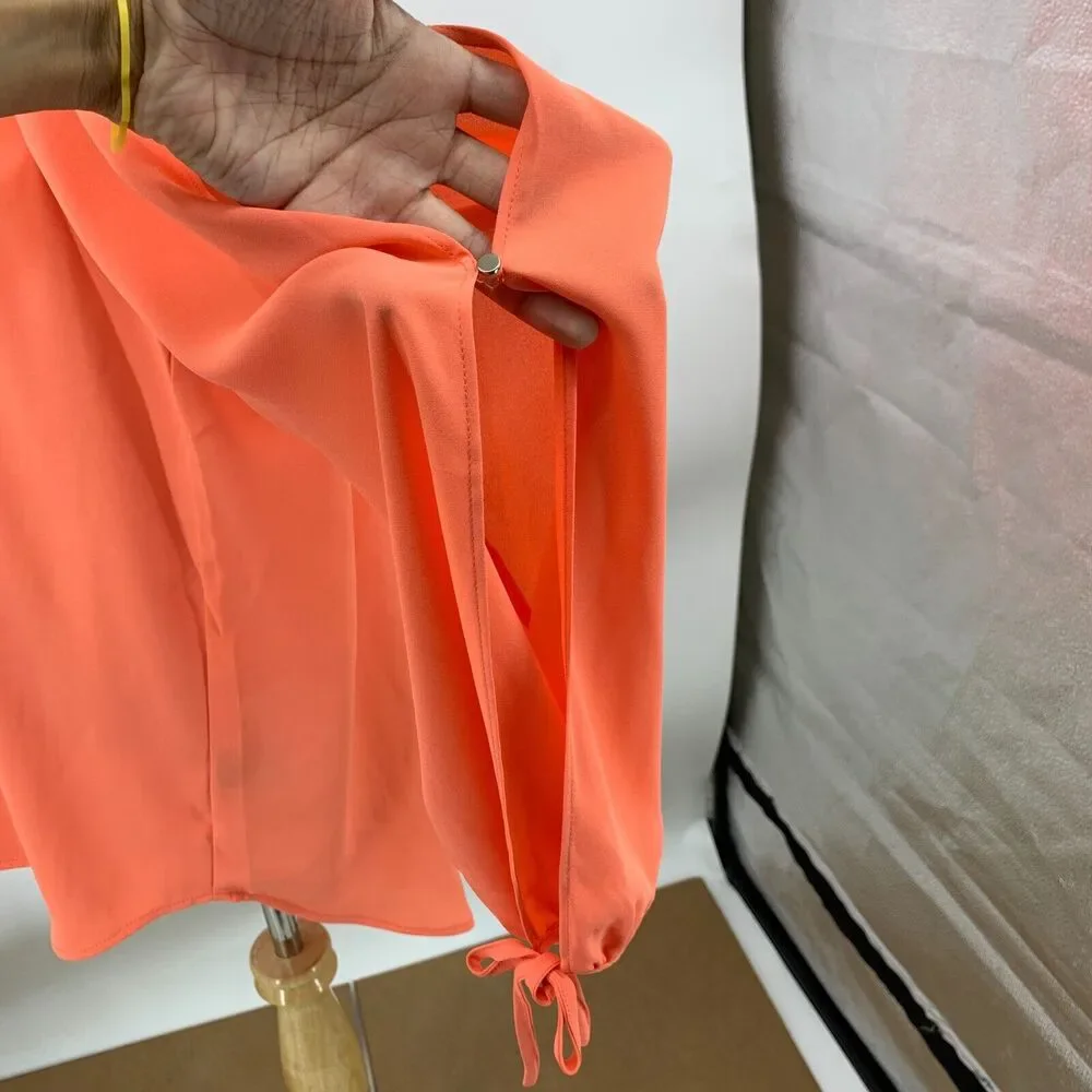 The Limited Collection Cutout Sleeve Womens XL Extra Large Coral Orange V Neck - Picture 7 of 13